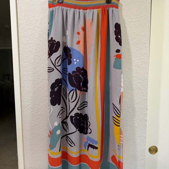 MAEVE by ANTHROPOLOGIE Plein Air maxi skirt floral stripe 1/2 lining Size Large - Picture 4 of 10